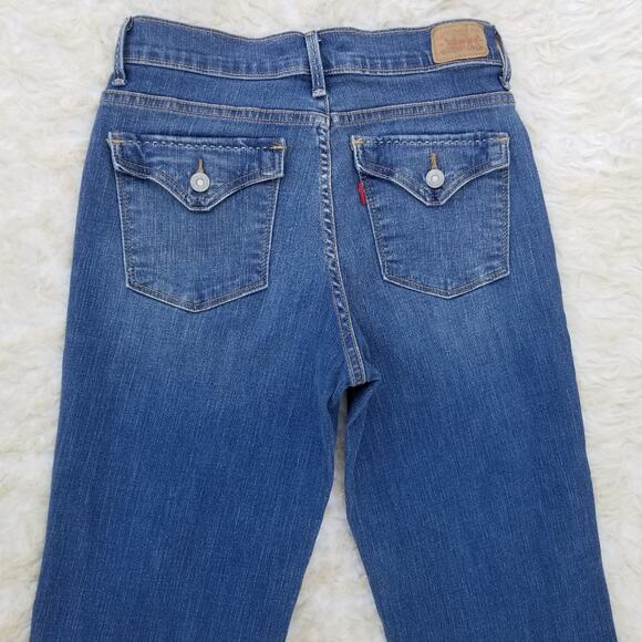 Flap Pocket Bootcut Jeans Levi's 512 Size 8 Slimming Stretch Denim Altered Hem - Picture 1 of 11